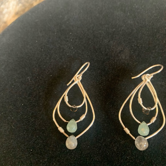 Sterling silver and gem stone earrings - Picture 2 of 4